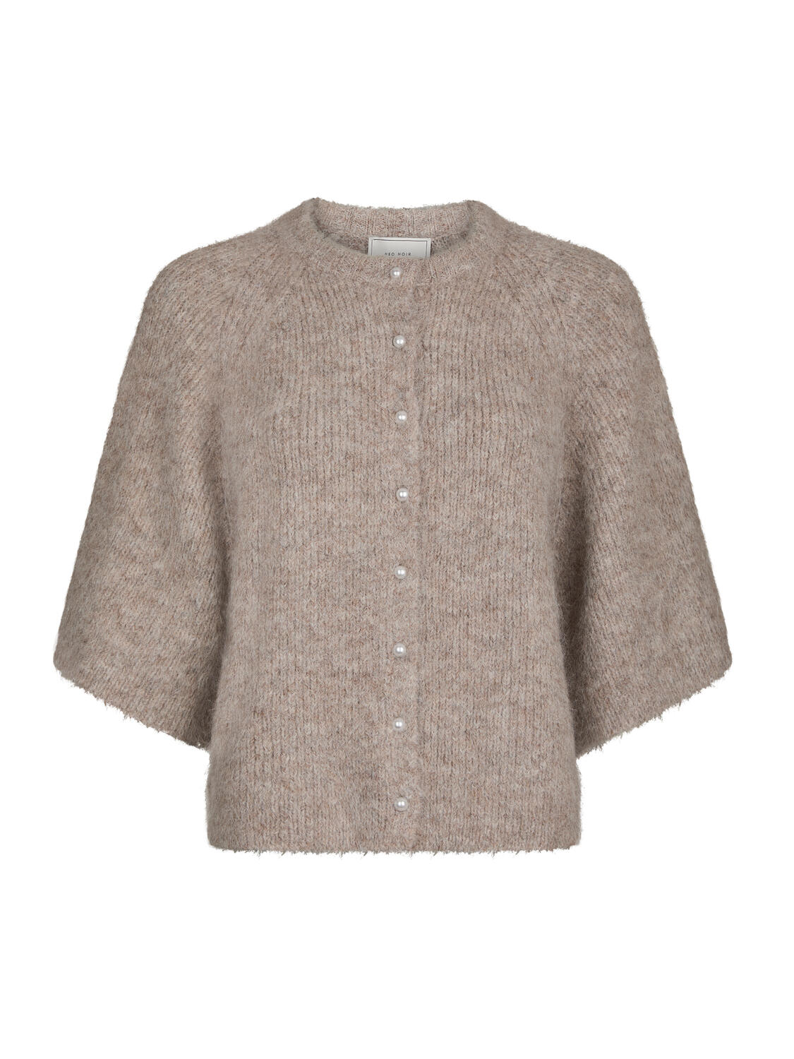 Amaya Fluffy Knit cardigan - Beige Melange